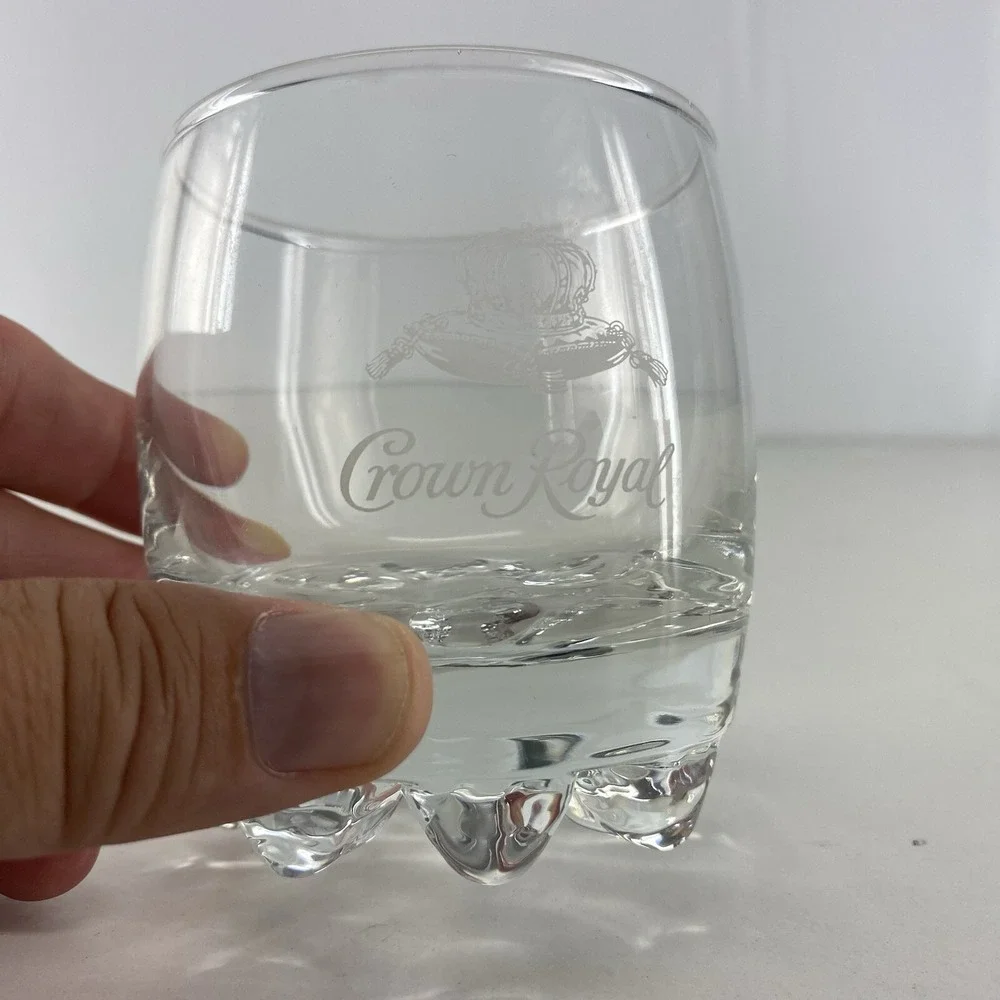 Beautiful CROWN ROYAL 8 Point Low‎ Ball Whiskey Rocks Glass  Made In Italy